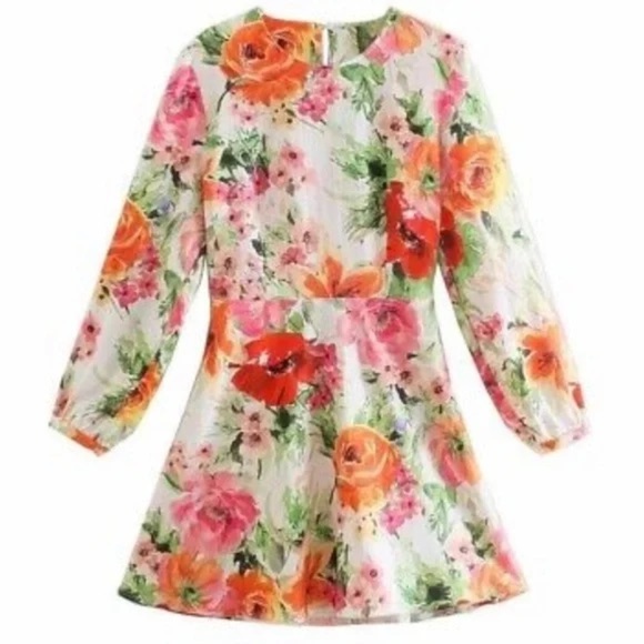 ZARA Floral Print Linen Mini Naya Dress 
 XS Garden Party Spring Easter Vacation - Picture 6 of 9
